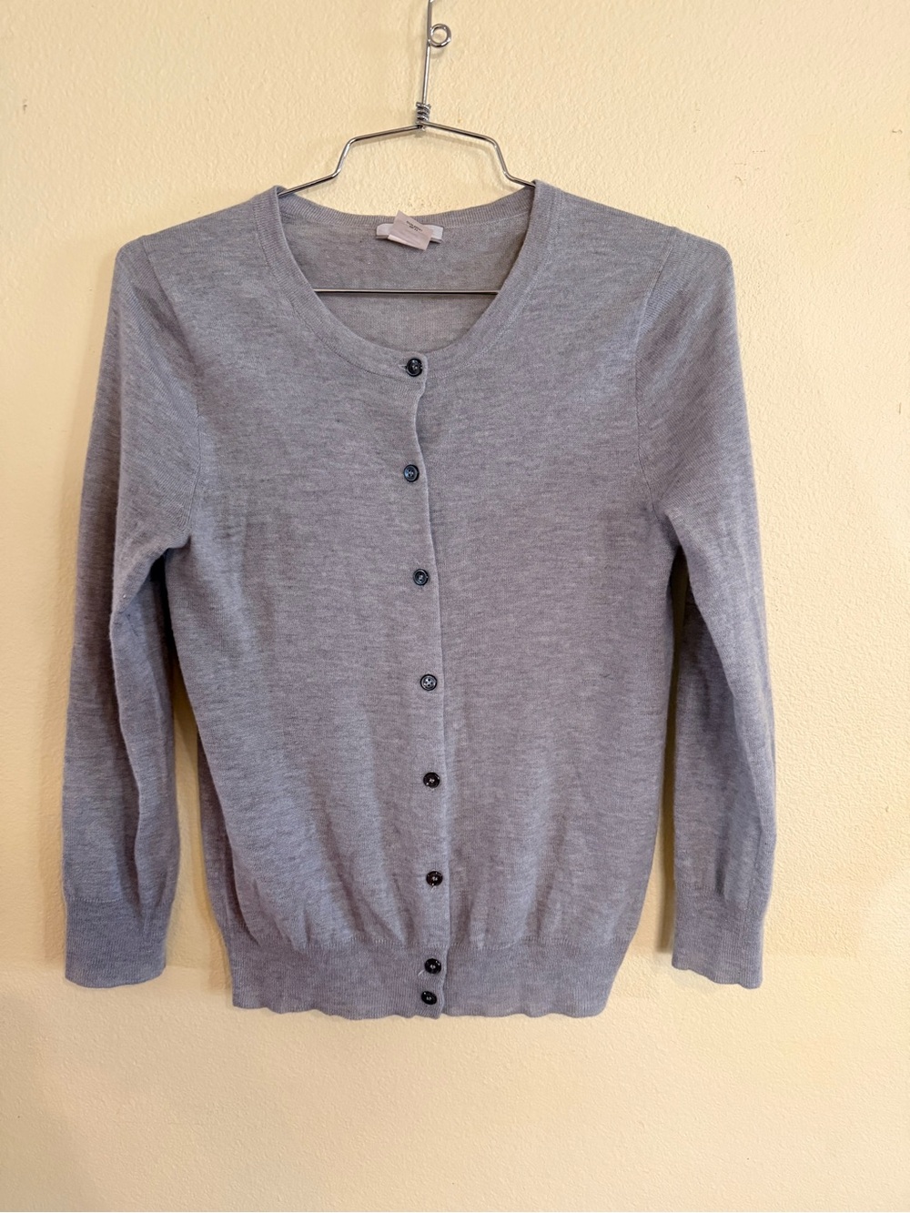 J. Crew Women's Light Gray Button-Front Cardigan Cashmere Italian yarn size smal